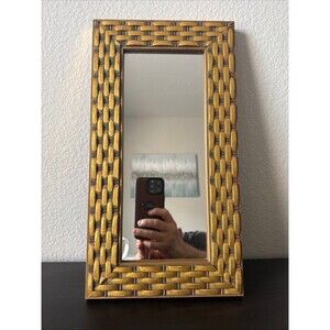 Vtge Uttermost Woven In Time Gold Mirror, Decorative Woven Texture Golden Frame